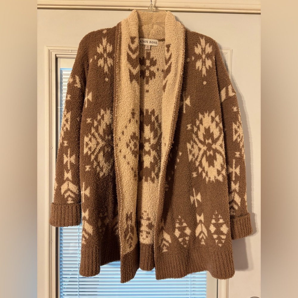 Knox Rose Brown and Cream Patterned Cardigan
